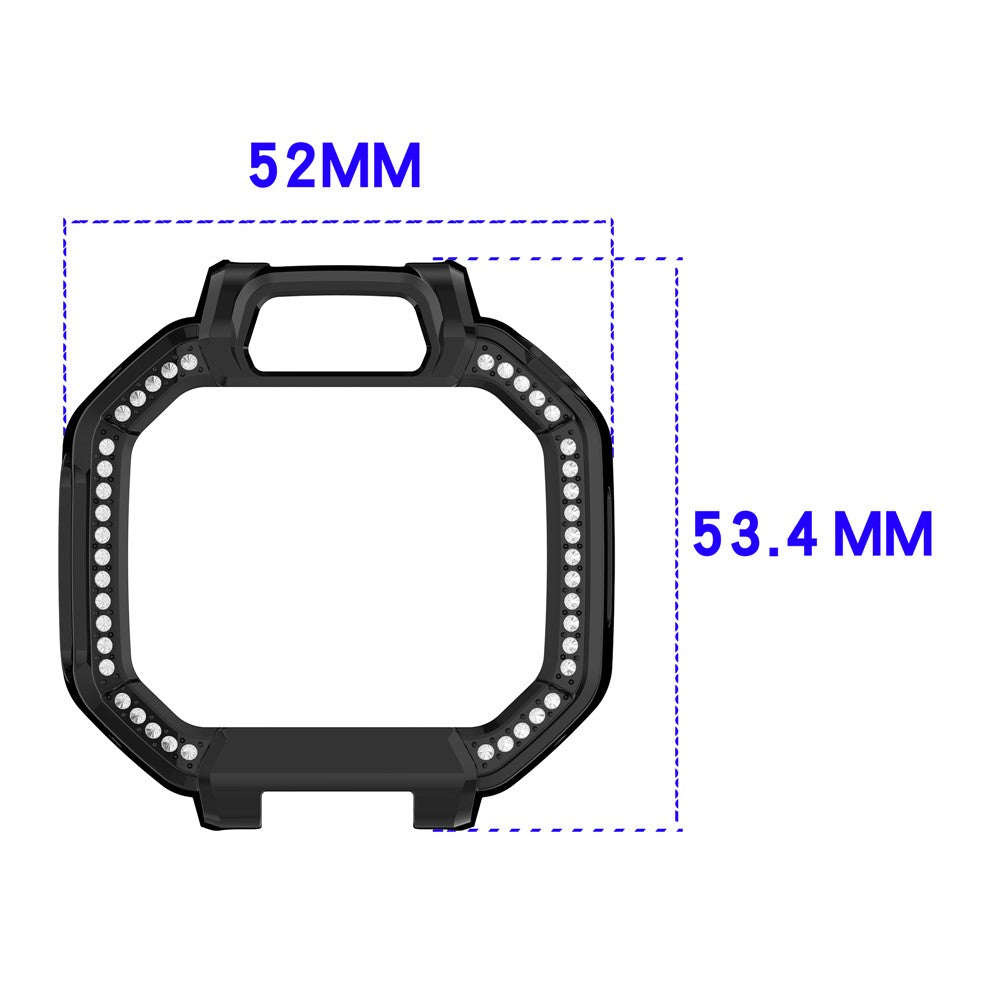 Til Huawei Watch Kids X1 / X1 Pro Etui med rhinstensudsmykning, udhulet PC-urcover med skærmbeskyttelse af hærdet glas
