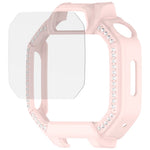 Til Huawei Watch Kids X1 / X1 Pro Etui med rhinstensudsmykning, udhulet PC-urcover med skærmbeskyttelse af hærdet glas
