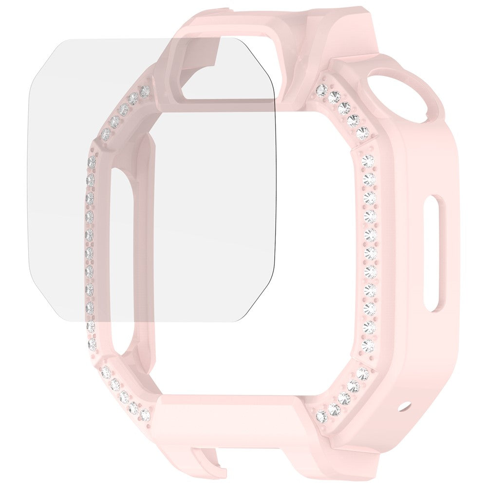 Til Huawei Watch Kids X1 / X1 Pro Etui med rhinstensudsmykning, udhulet PC-urcover med skærmbeskyttelse af hærdet glas