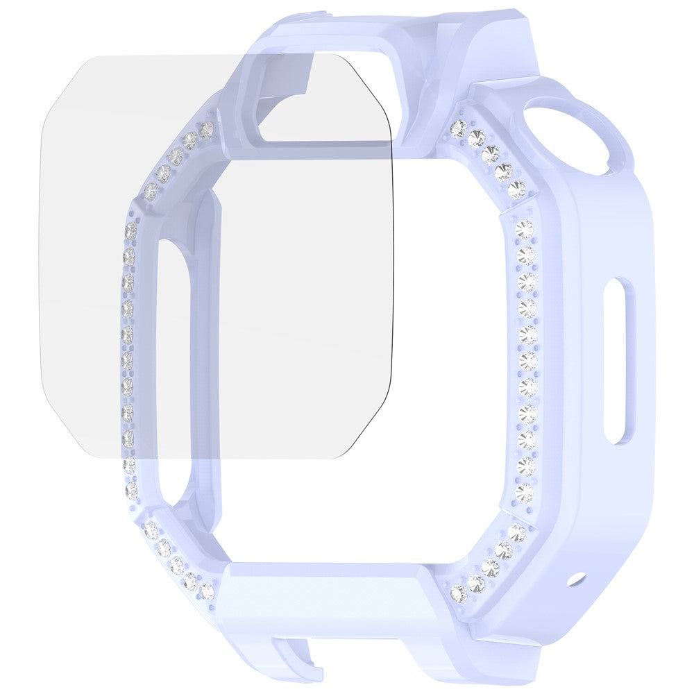 Til Huawei Watch Kids X1 / X1 Pro Etui med rhinstensudsmykning, udhulet PC-urcover med skærmbeskyttelse af hærdet glas