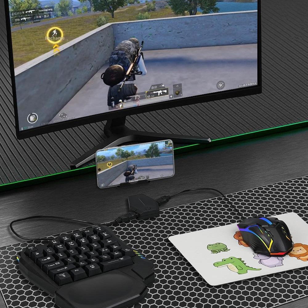 KTR01 5 in 1 Mobile Game Combo Pack Phone Keyboard Mouse Converter Set for PUBG Gaming