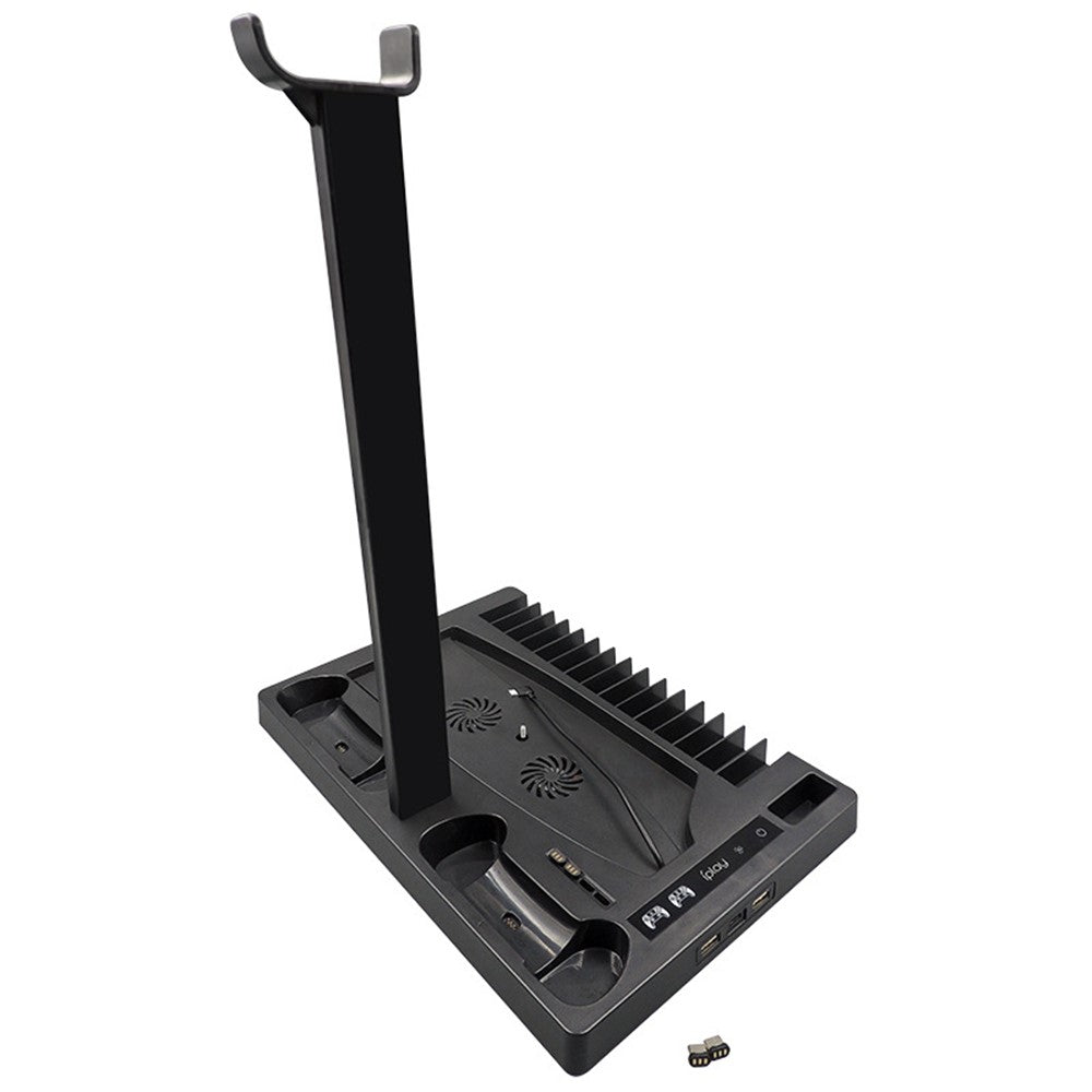 IPLAY HBP-271 For Sony PlayStation 5 Cooling Stand Dual Controller Charging Station Game Disc Storage Headset Holder Desktop Organizer