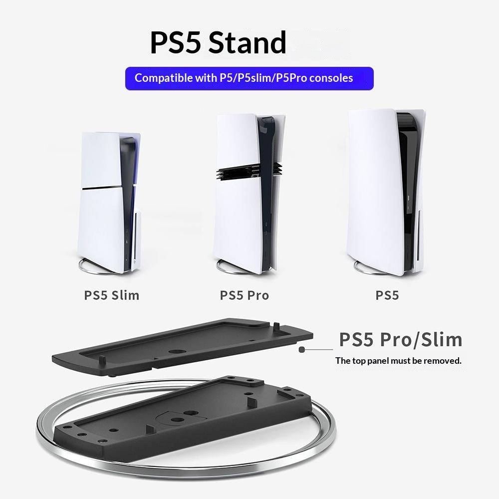 PS5 Lodret Stand til Sony PlayStation 5 / Slim / Pro Metal Base Kølestøtte Anti-tip Holder