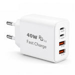 D-POWER 8269 EU Plug PD 20W Fast Charger 2 USB-C + 2 USB-A Power Adapter for Travel Office Home