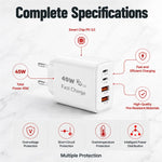 D-POWER 8269 EU Plug PD 20W Fast Charger 2 USB-C + 2 USB-A Power Adapter for Travel Office Home