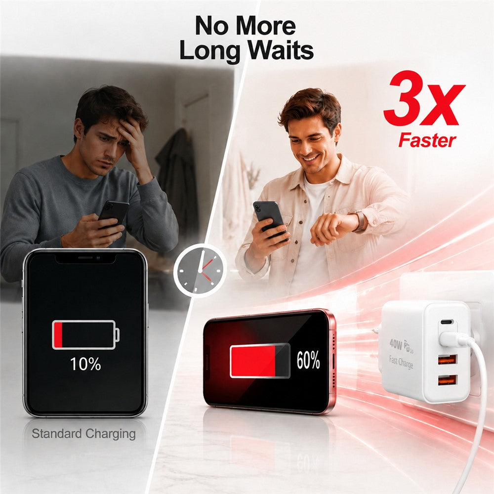 D-POWER 8269 EU Plug PD 20W Fast Charger 2 USB-C + 2 USB-A Power Adapter for Travel Office Home