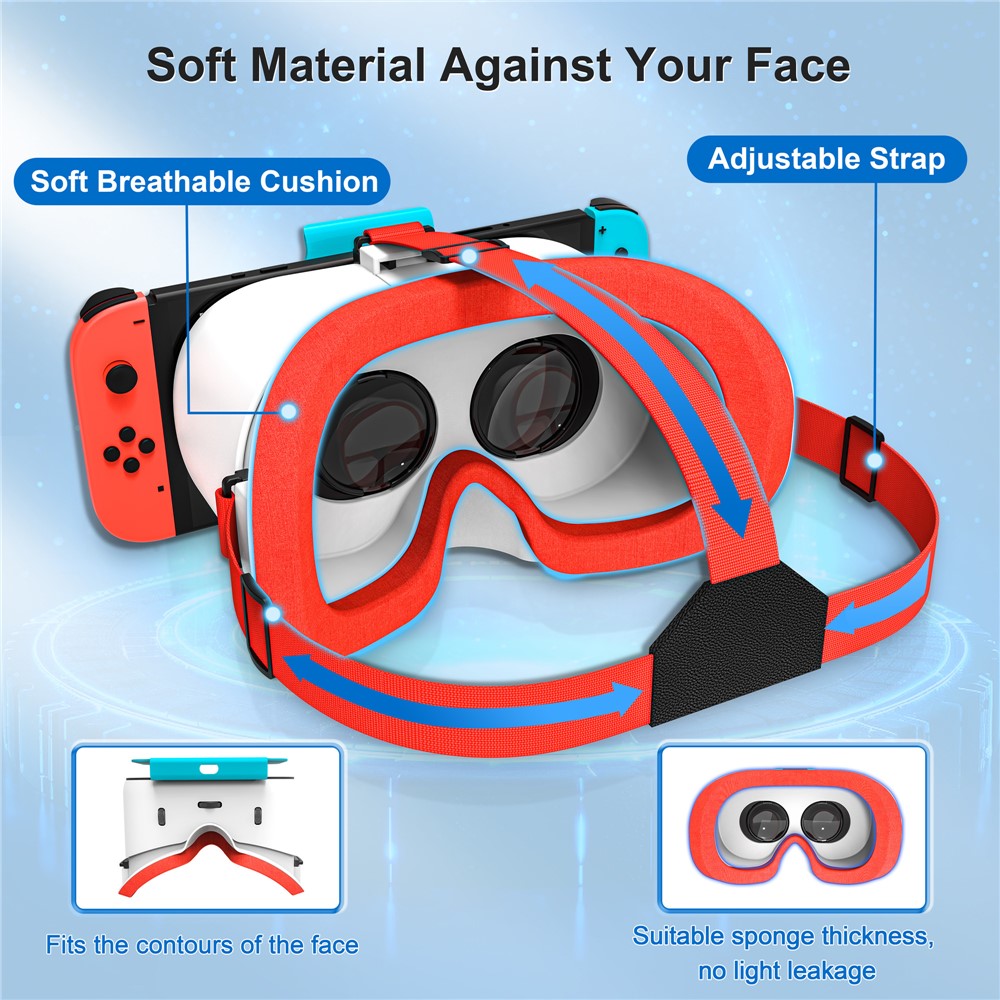 DEVASO VR Headset til Nintendo Switch Spillekonsol Varmeafledende Plasthovedbøjle VR Briller