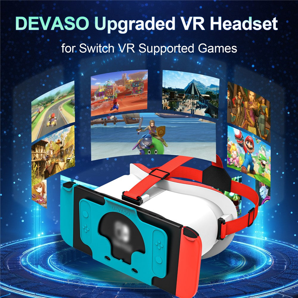 DEVASO VR Headset til Nintendo Switch Spillekonsol Varmeafledende Plasthovedbøjle VR Briller
