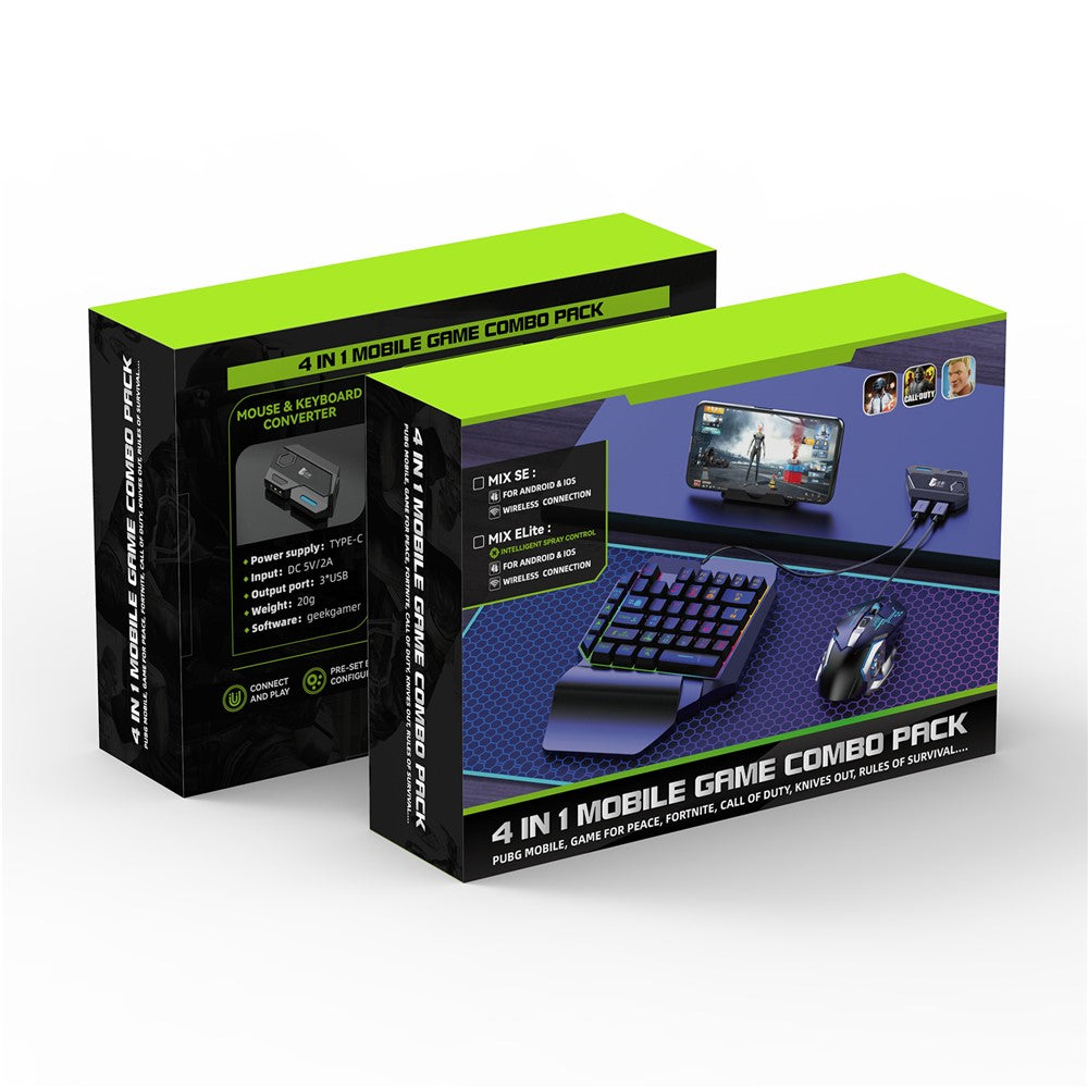 GAMWING Elite Converter+G2 Mus+K12 Lydløst Tastatur+Telefonholder