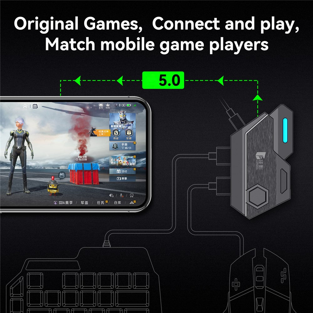 GAMWING Elite Converter+G2 Mus+K12 Lydløst Tastatur+Telefonholder