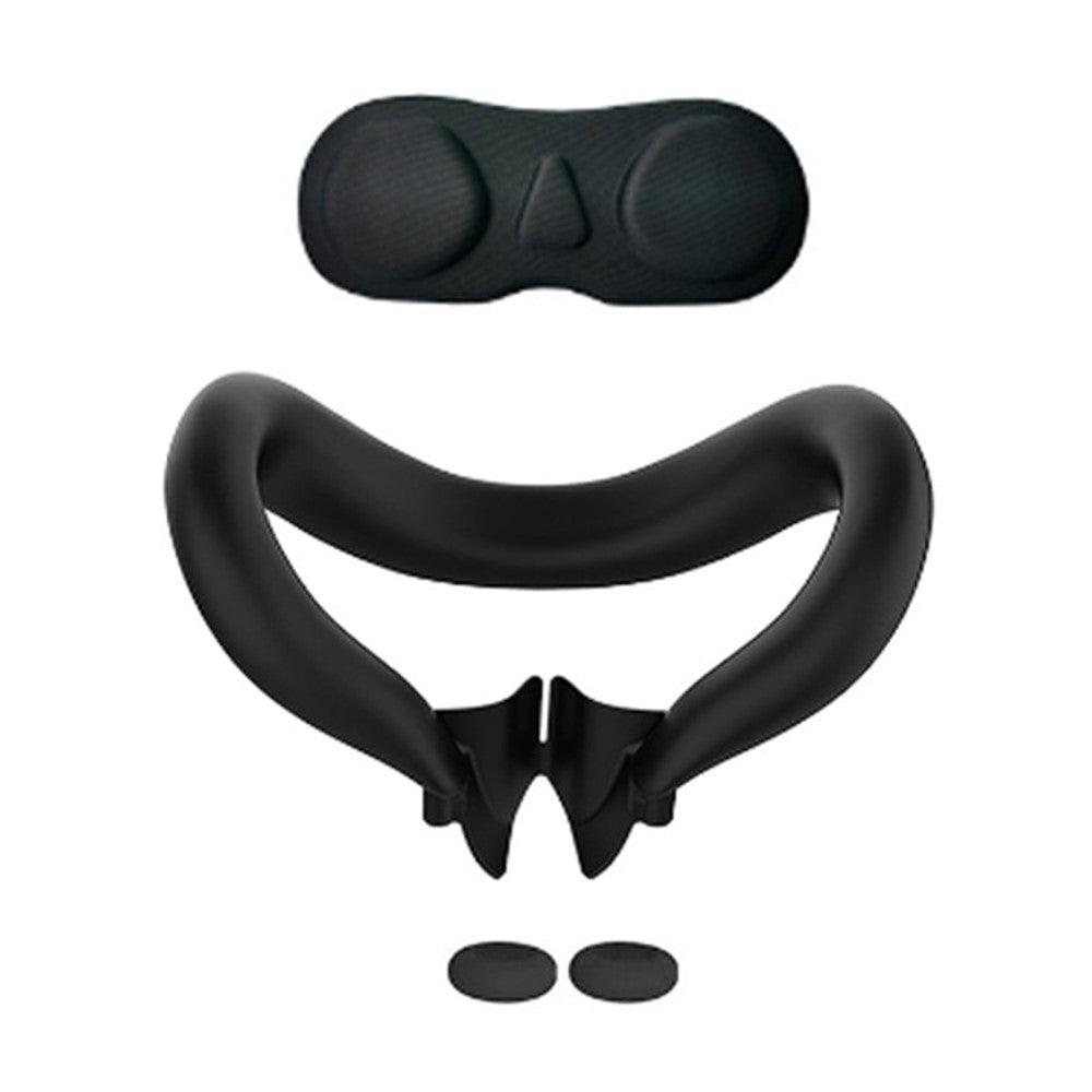 Til Meta Quest 3 VR-headset silikone ansigtsmaske + beskyttelsescover til linse + 2 rocker-hætter