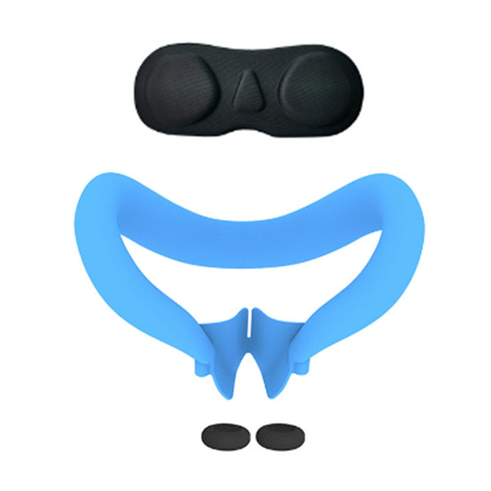 Til Meta Quest 3 VR-headset silikone ansigtsmaske + beskyttelsescover til linse + 2 rocker-hætter