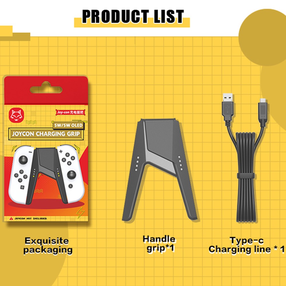 TOPWOLF HS-SW385 For Nintendo Switch OLED Joy-Con Game Controller Charging Handle Grip
