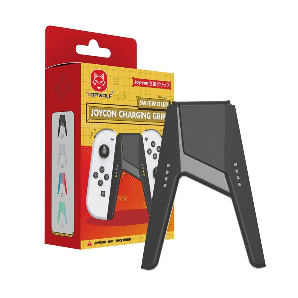 TOPWOLF HS-SW385 For Nintendo Switch OLED Joy-Con Game Controller Charging Handle Grip