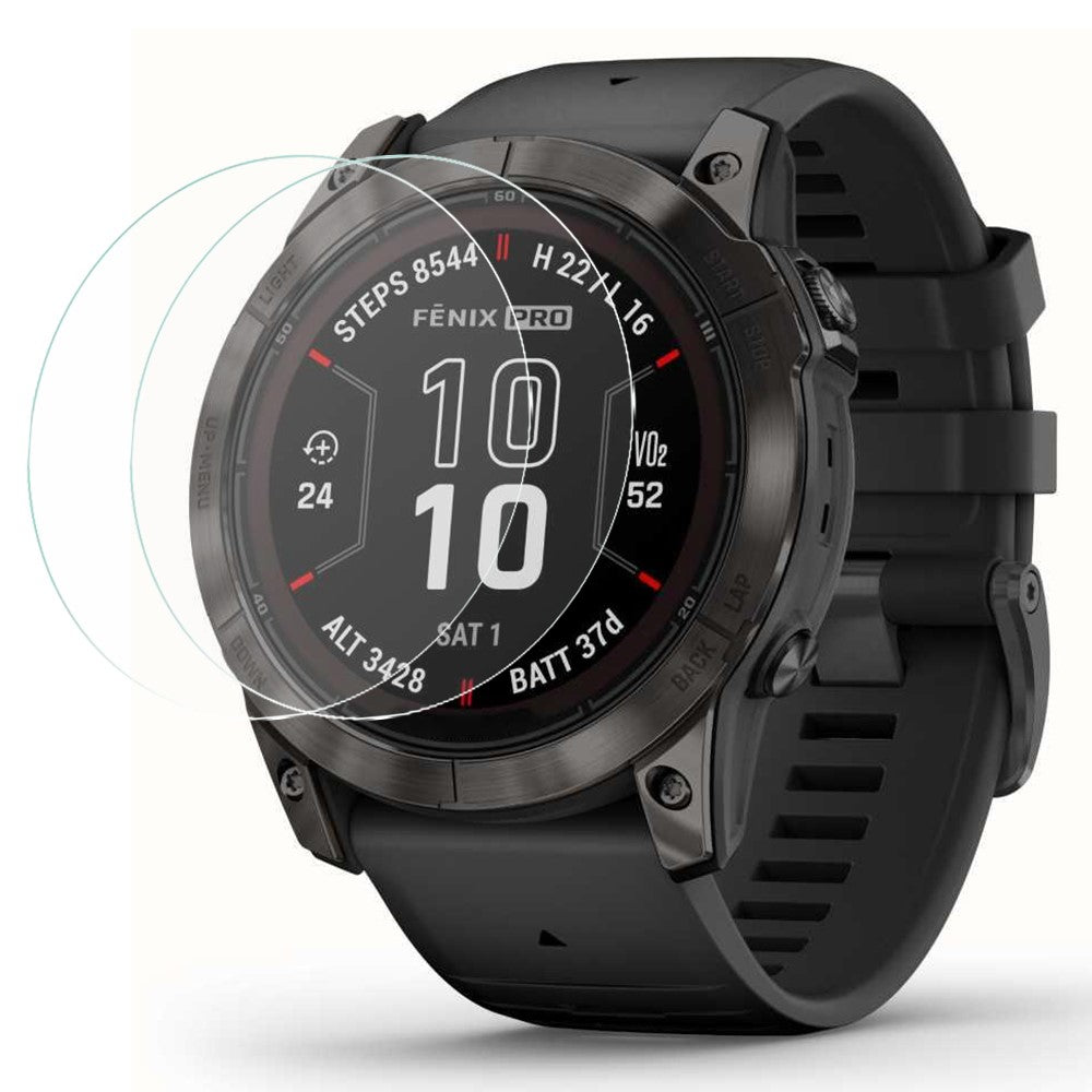 2 stk. til Garmin Fenix 7X Pro 51mm Hærdet Glas 2.5D Urskærmbeskytter HD Klar