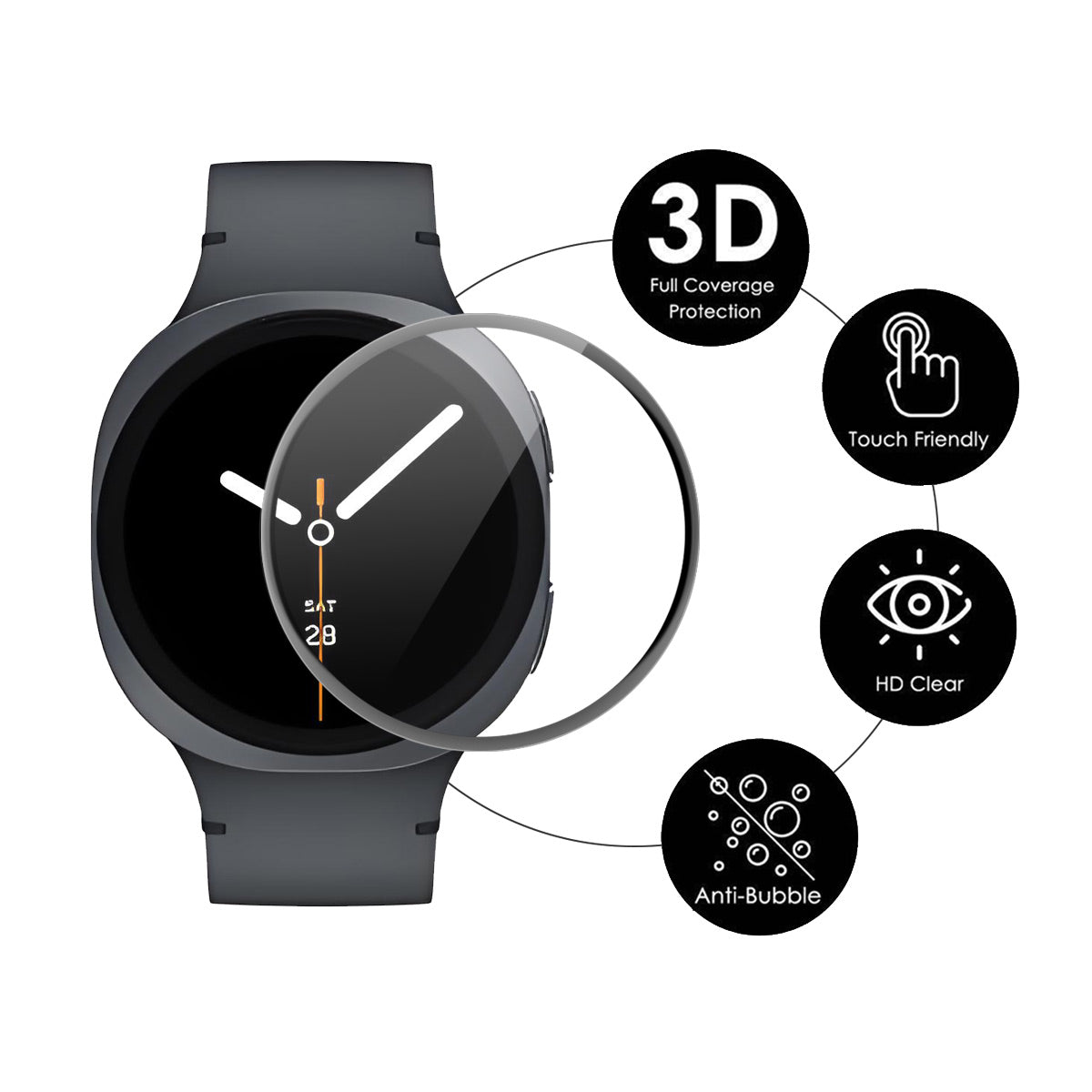 ENKAY HAT PRINCE För Samsung Galaxy Watch9 40mm / Watch8 40mm Skärmskydd 3D Böjd PC + PMMA Ultra Clear Film
