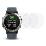 3Pcs Screen Protector For Garmin Fenix 5 / 5 Plus / 5X / 5X Plus , Arc Edge Tempered Glass Clear Smart Watch Film