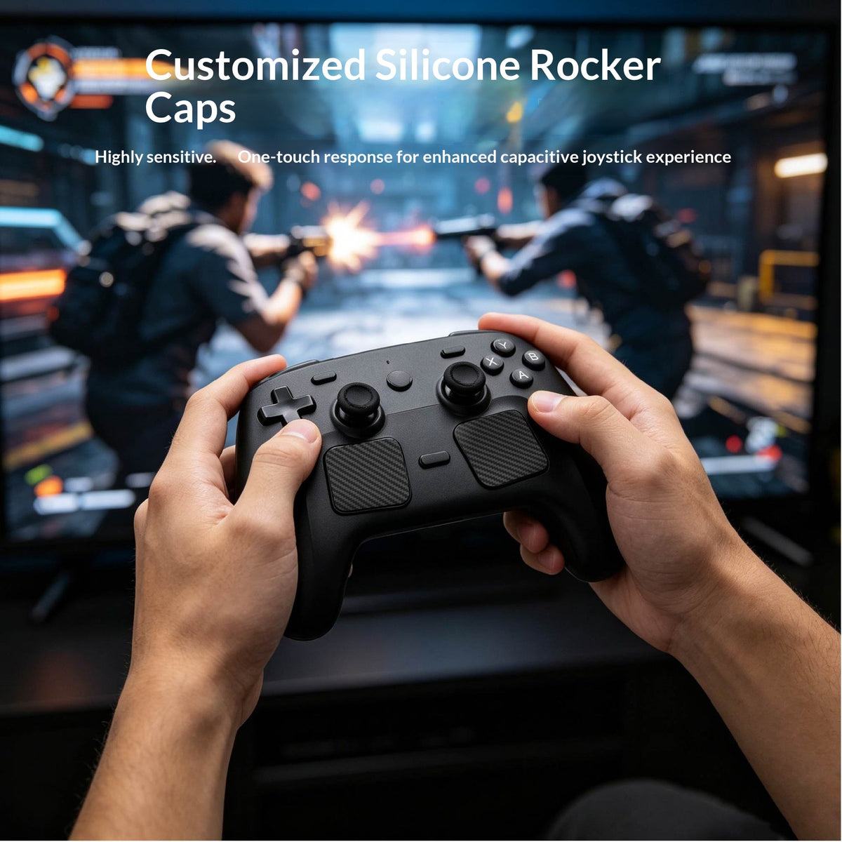 PGTECH GP-828 12 i 1 til Steam Controller (2. generation) Beskyttelsessæt Silikone-Thumbstick-kapper med kulfiberklistermærke og Type-C-støvprop
