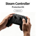 PGTECH GP-828 12 i 1 til Steam Controller (2. generation) Beskyttelsessæt Silikone-Thumbstick-kapper med kulfiberklistermærke og Type-C-støvprop