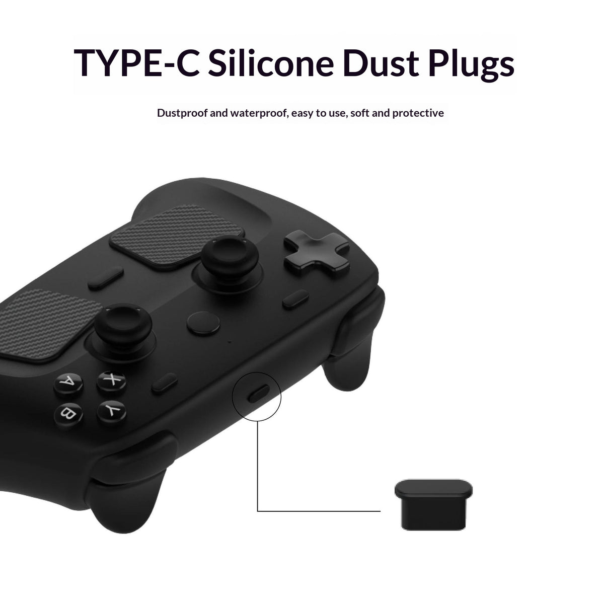PGTECH GP-828 12 i 1 til Steam Controller (2. generation) Beskyttelsessæt Silikone-Thumbstick-kapper med kulfiberklistermærke og Type-C-støvprop