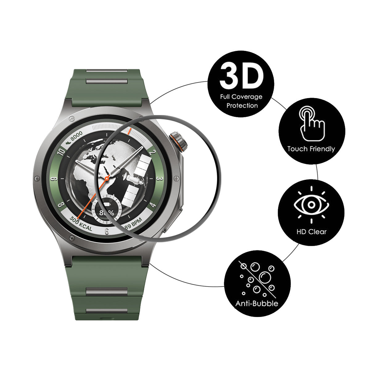 HAT PRINCE for OnePlus Watch 4 43mm Screen Protector ENKAY 3D Curved PC + PMMA Ultra Clear Film