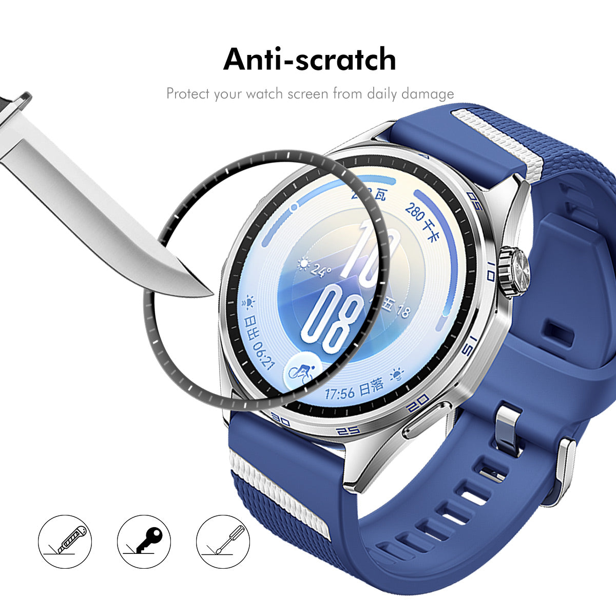 HAT PRINCE for Huawei Watch GT 7 46mm Screen Protector ENKAY 3D Curved PC + PMMA Ultra Clear Film