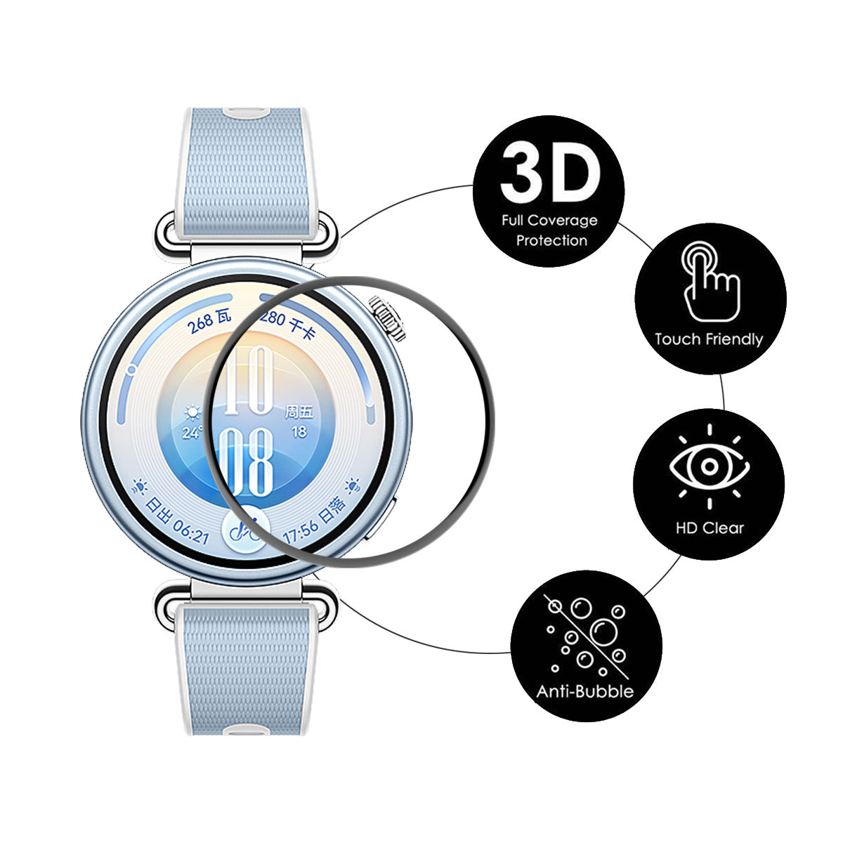 HAT PRINCE for Huawei Watch GT 7 41mm Screen Protector ENKAY  3D Curved PC + PMMA Ultra Clear Film