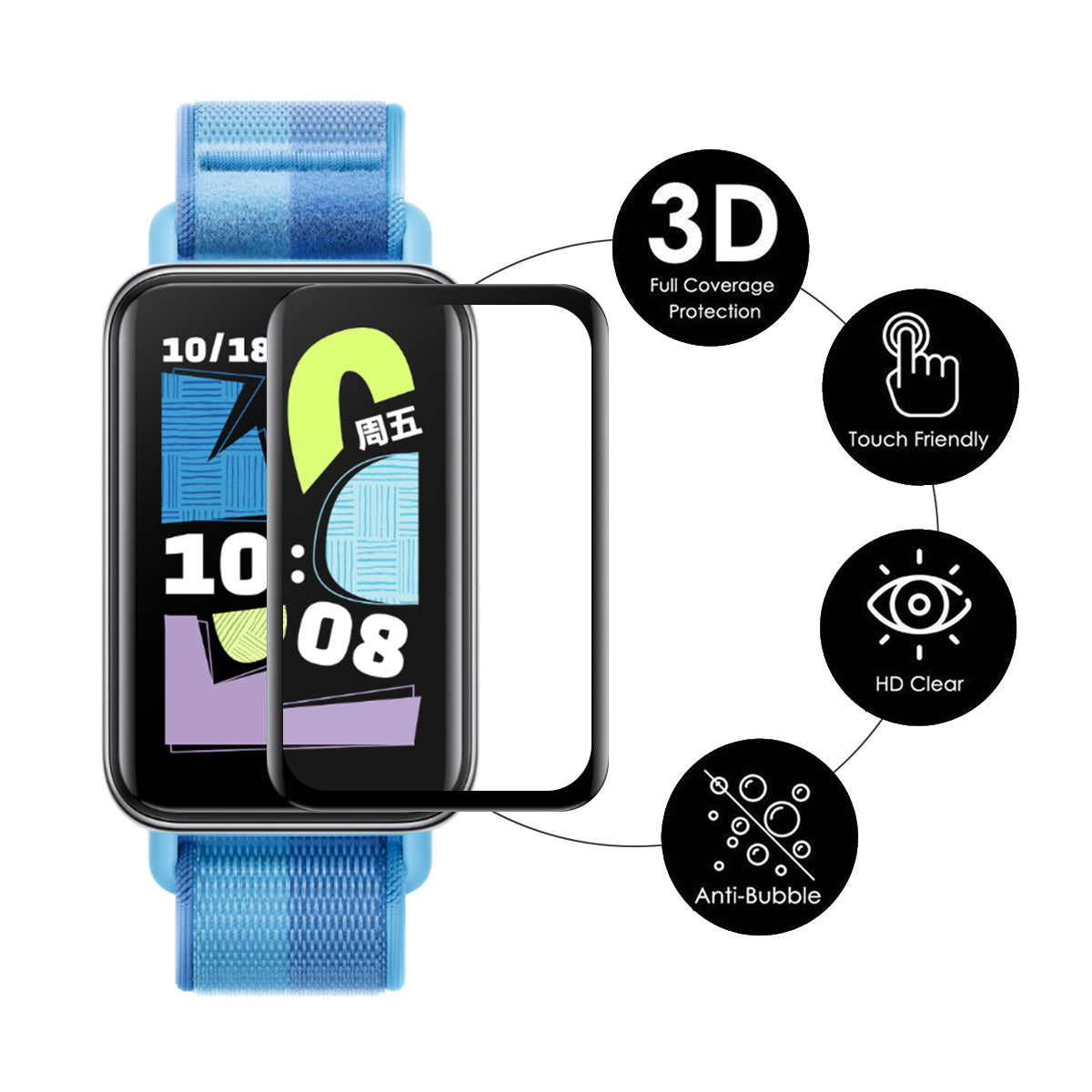 HAT PRINCE for Huawei Band 11 NFC / Honor Band 11 Screen Protector ENKAY  3D Curved PC + PMMA Ultra Clear Film
