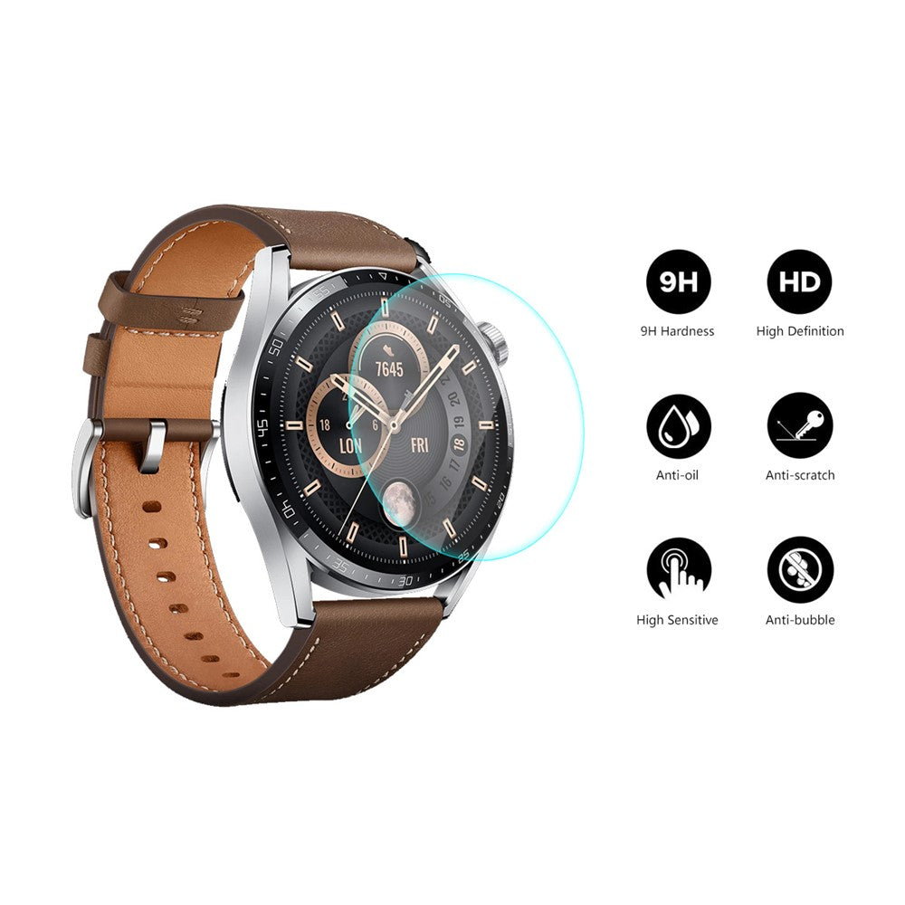 ENKAY HAT PRINCE 2Pcs/Pack HD Clear Scratch-resistant 0.2mm 9H Hardness 2.15D Arc Edge Tempered Glass Screen Protector for Huawei Watch GT 3 46mm