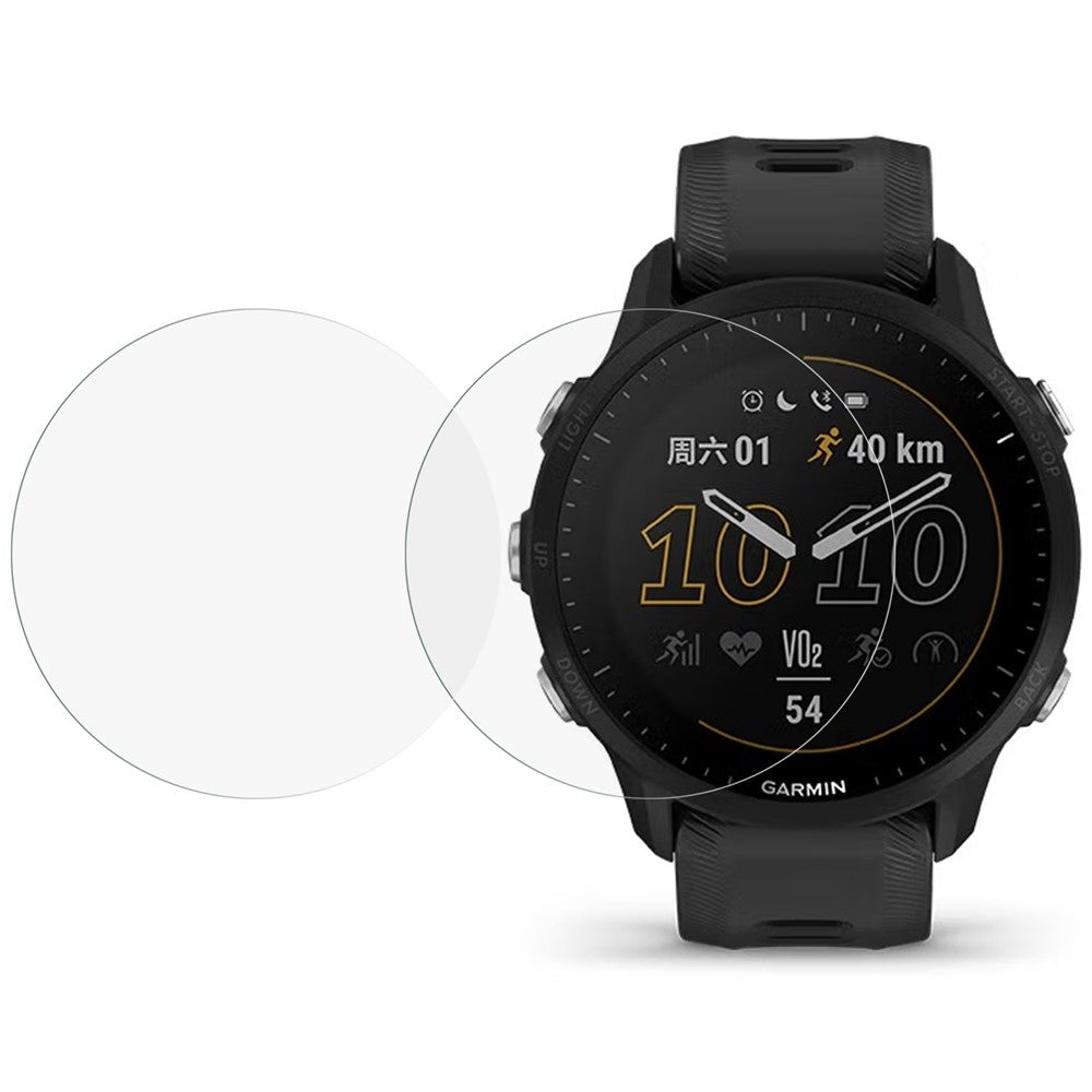 For Garmin Forerunner 955 2Pcs/Pack 2.5D Arc Edge Tempered Glass Protective Film HD Smart Watch Screen Protector