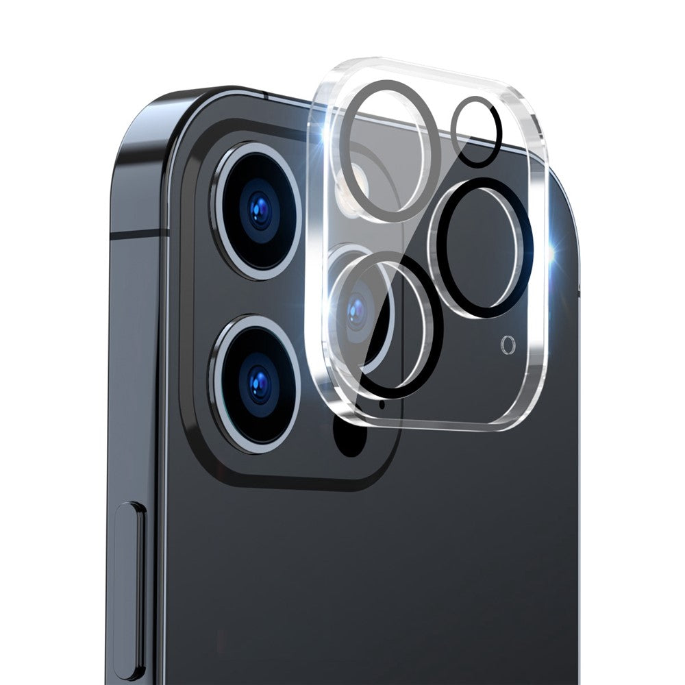 ENKAY HAT PRINCE för iPhone 13 Pro 6,1 tum / 13 Pro Max 6,7 tum heltäckande kameralinsskydd genomskinlig härdad glasfilm, svart ringversion