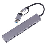 2218TU 8 in 1 USB Hub Adapter USB / Type-C to USB3.0 + 3 USB 2.0 + USB-C + SD / TF + 3.5mm Docking Station