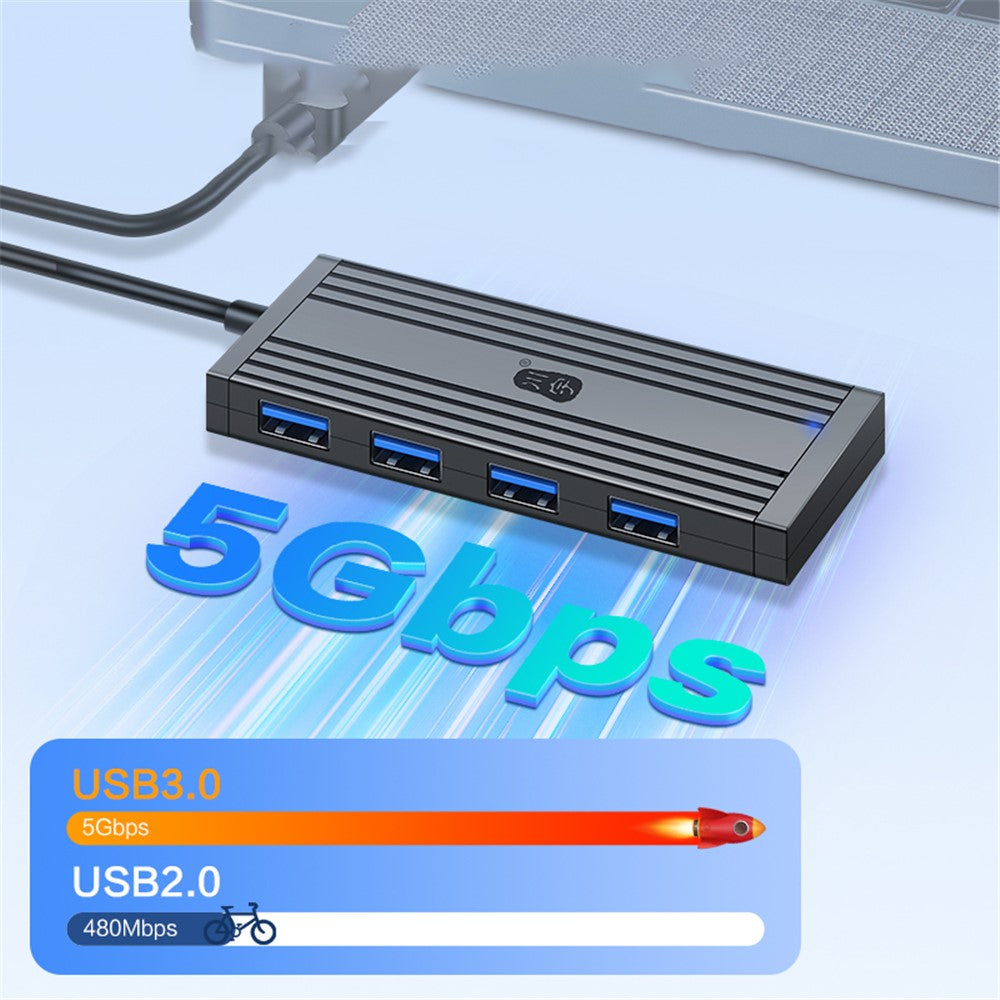 KAWAU H305-120 højhastigheds 4-ports USB-hub USB 3.0-splitterudvidelse til bærbar computer, flashdrev, tastatur