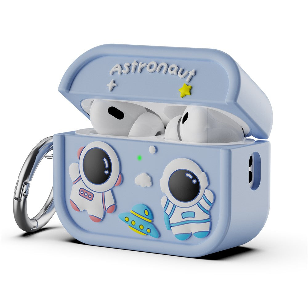 Til AirPods Pro 2 Cover Sødt Astronaut Design Silikone Høretelefoncover med Karabin