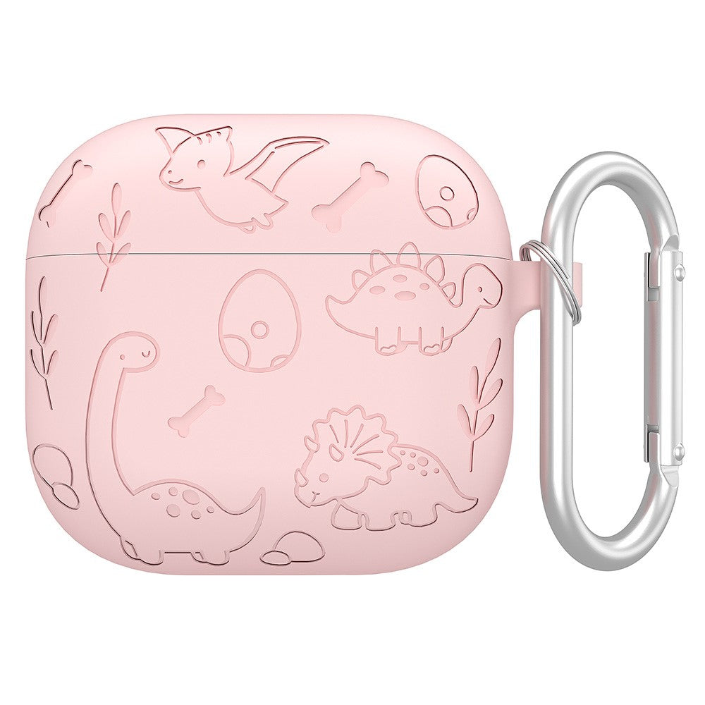 Til AirPods 4 Cover Unikt Dinosaur Design Flydende Silikone Høretelefoncover med Karabin