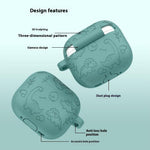 Til AirPods 4 Cover Unikt Dinosaur Design Flydende Silikone Høretelefoncover med Karabin
