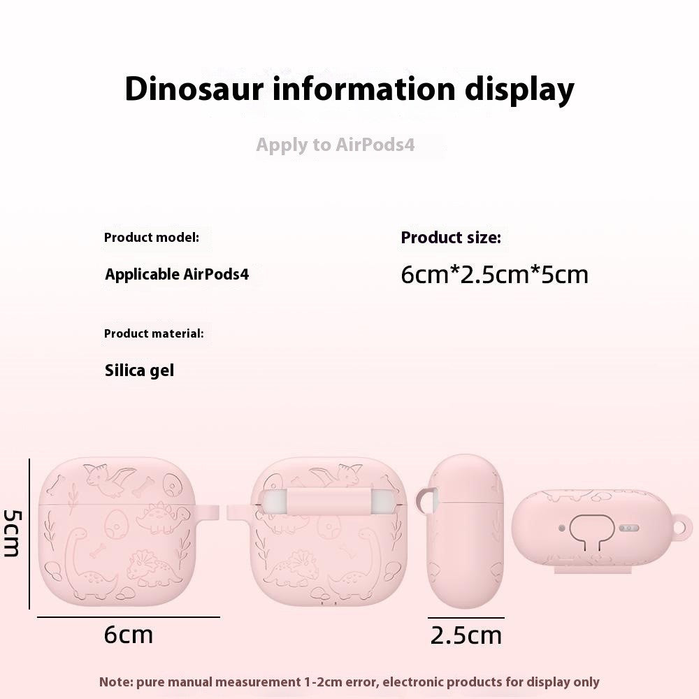 Til AirPods 4 Cover Unikt Dinosaur Design Flydende Silikone Høretelefoncover med Karabin