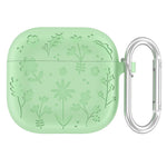 Til AirPods 4 Etui Blomstermønster Flydende Silikone Høretelefoncover med Karabinhage