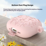 Til AirPods 4 Etui Blomstermønster Flydende Silikone Høretelefoncover med Karabinhage