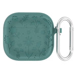 Til AirPods 4 Etui Blomstermønster Flydende Silikone Høretelefoncover med Karabinhage