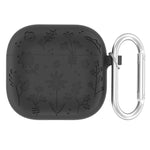 Til AirPods 4 Etui Blomstermønster Flydende Silikone Høretelefoncover med Karabinhage