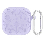 Til AirPods 4 Etui Blomstermønster Flydende Silikone Høretelefoncover med Karabinhage