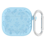 Til AirPods 4 Etui Blomstermønster Flydende Silikone Høretelefoncover med Karabinhage