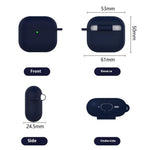 For AirPods 4 Silicone Case Soft Wireless Earbud Organizer Cover Thickness 1.5mm with Carabiner