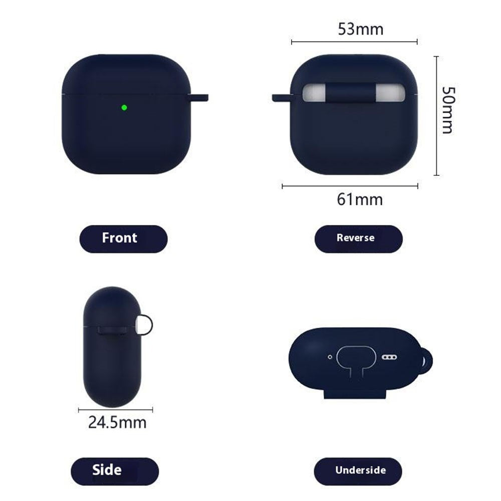For AirPods 4 Silicone Case Soft Wireless Earbud Organizer Cover Thickness 1.5mm with Carabiner