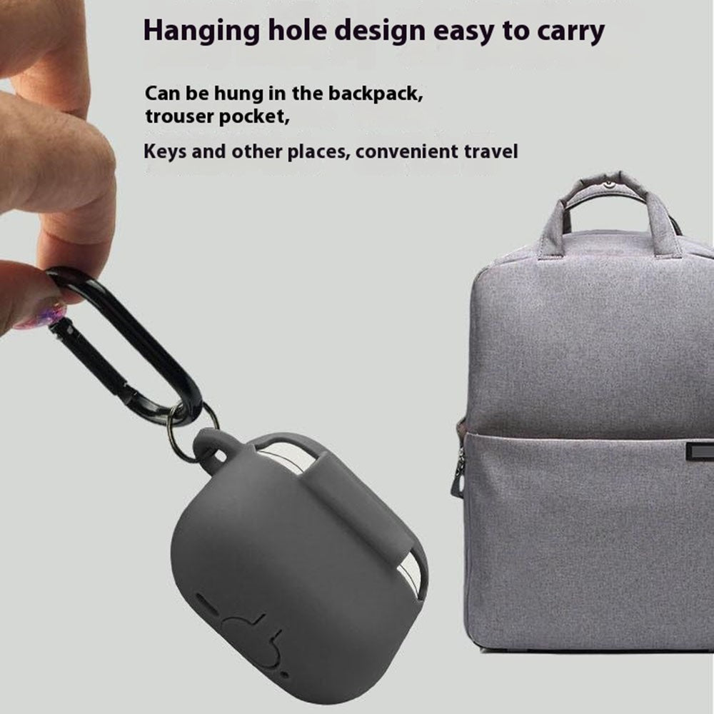 For AirPods 4 Silicone Case Soft Wireless Earbud Organizer Cover Thickness 1.5mm with Carabiner