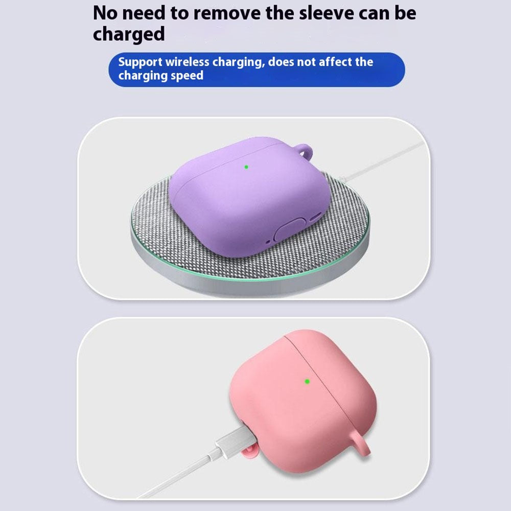 For AirPods 4 Silicone Case Soft Wireless Earbud Organizer Cover Thickness 1.5mm with Carabiner