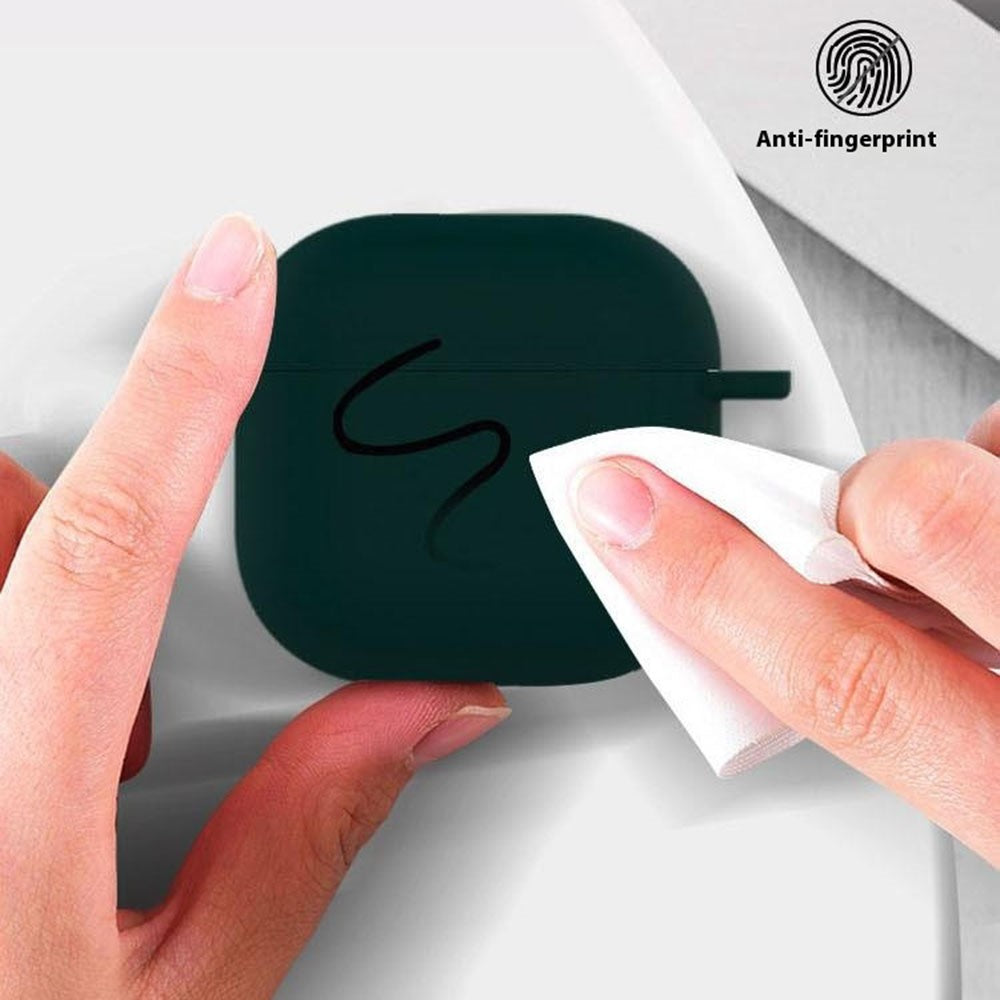 For AirPods 4 Silicone Case Soft Wireless Earbud Organizer Cover Thickness 1.5mm with Carabiner
