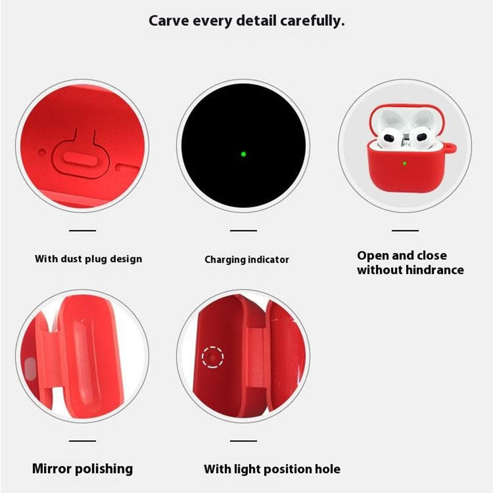 For AirPods 4 Silicone Case Soft Wireless Earbud Organizer Cover Thickness 1.5mm with Carabiner