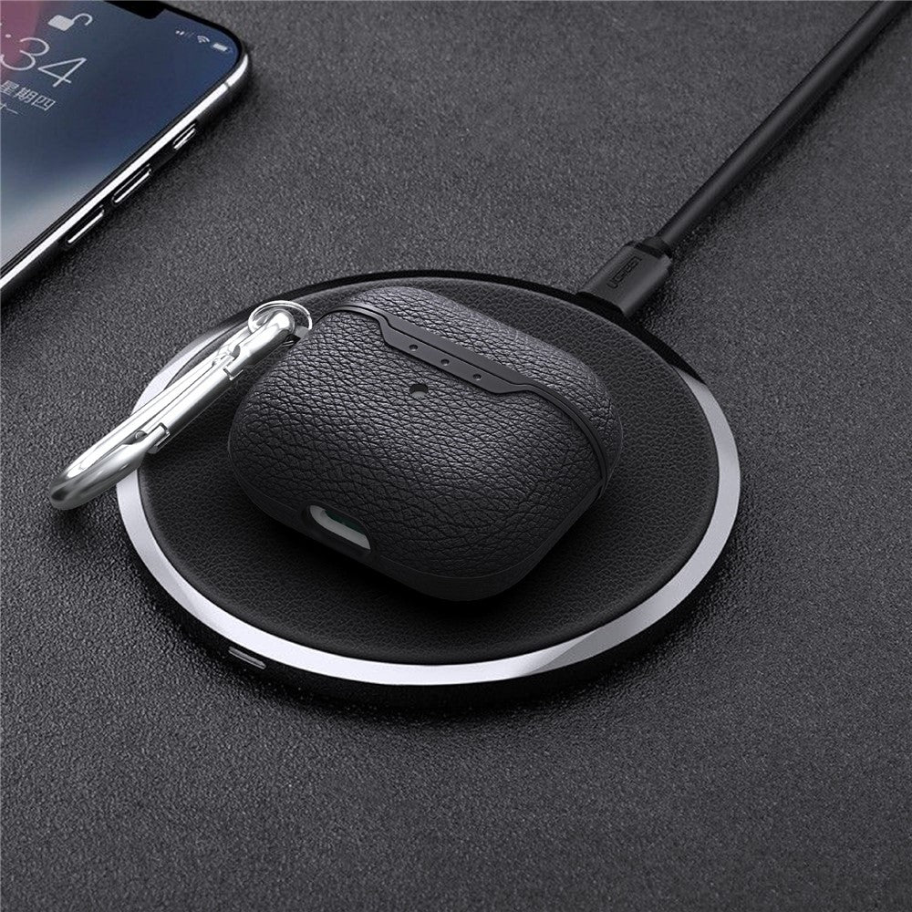 For AirPods 4 Charging Case Cover Litchi Texture Bluetooth-compatible Earbuds Shockproof TPU Case with Buckle